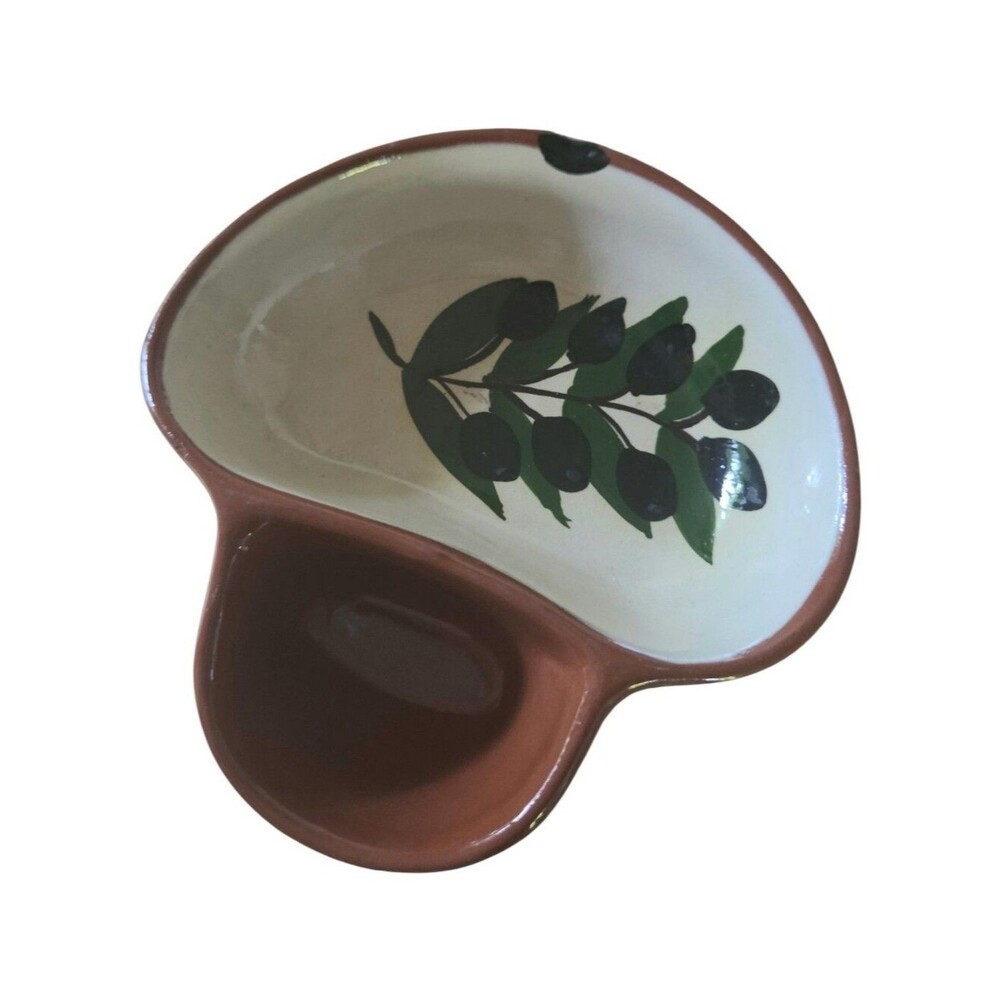 jose cartaxo portugal olive dish hand painted divided tapas bowl red clay